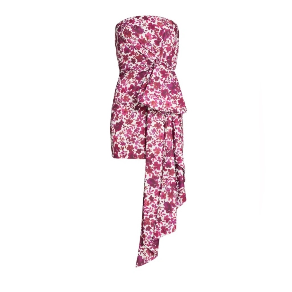 AMUR LEITH STRAPLESS FLORAL MINI DRESS